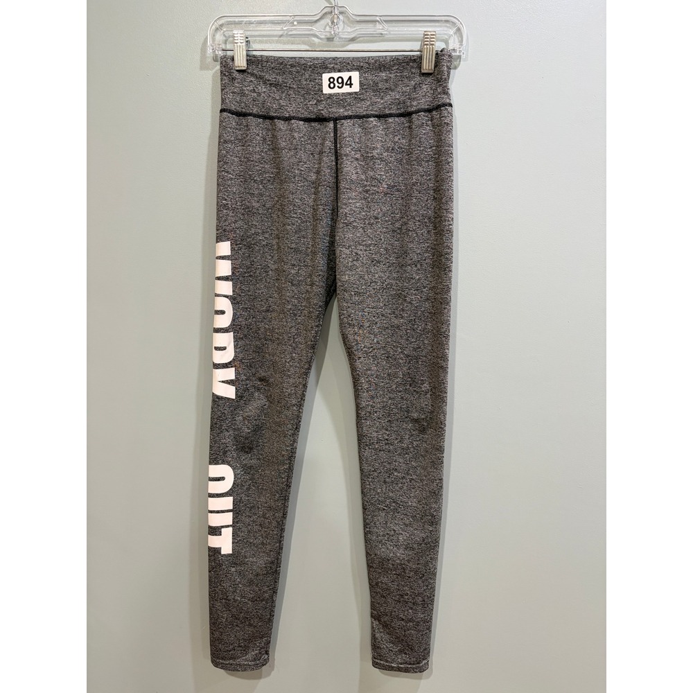 Silver Leg Womens Gray Space Dye Work Out Graphic Athletic Leggings Size Small
